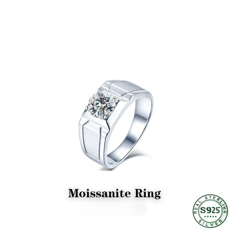 Moissanite Engagement Ring 1 Carat - Cincin perak sterling S925 yang sangat