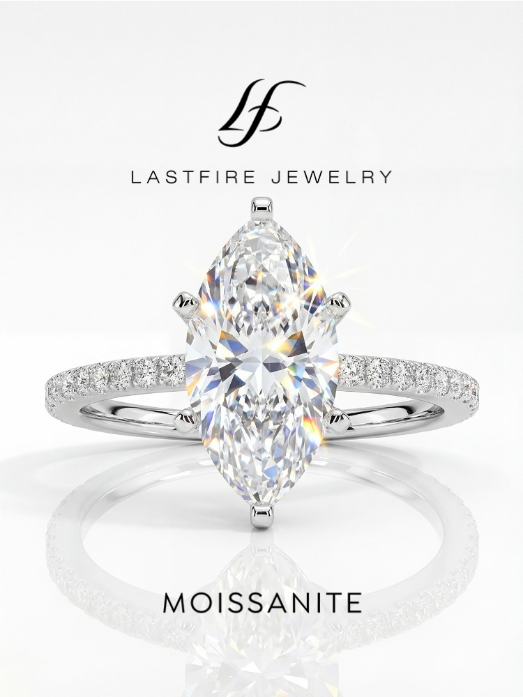 Moissanite Engagement Ring 1 Carat - Cincin Marquise Berlian Moissanite Asli 2ct