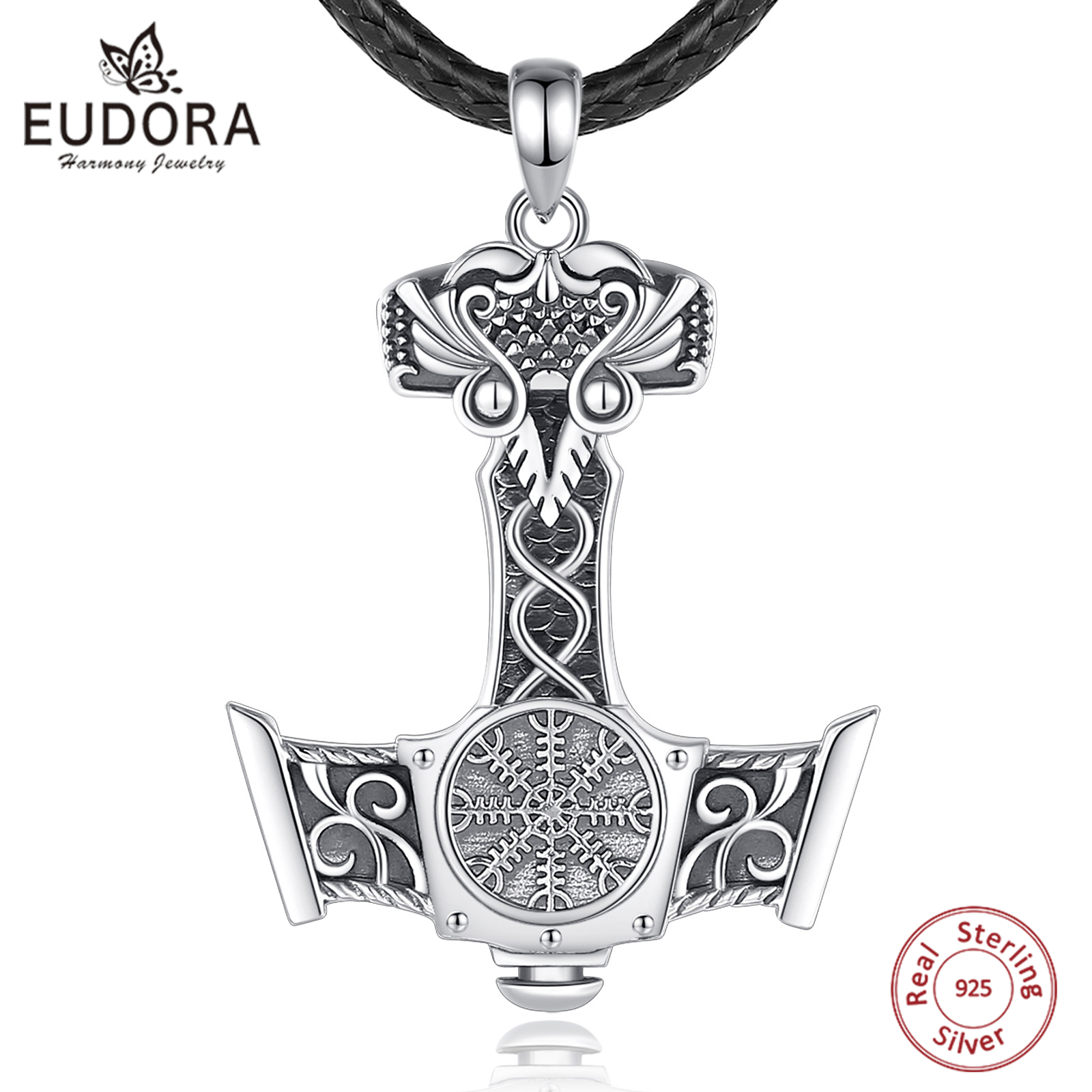 925 Sterling Silver Chain Necklace Men - Eudora 925 perak murni Norse Viking
