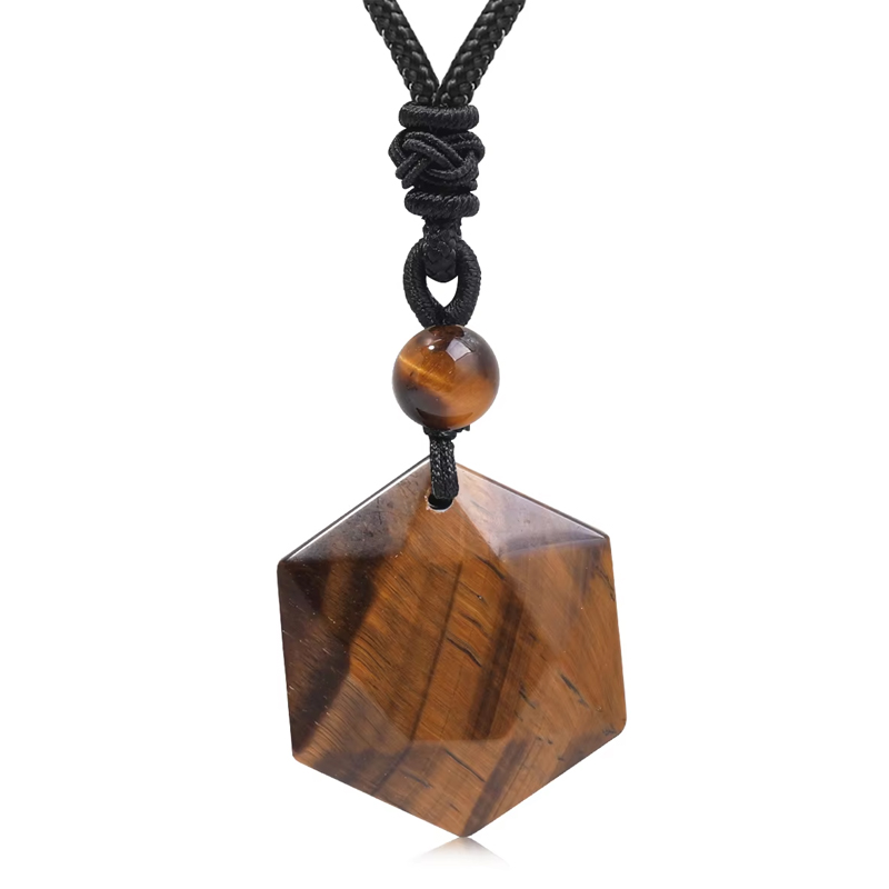 Crystal Pendant Necklace Natural Stone - Kalung Liontin Bintang Mata Harimau Mode