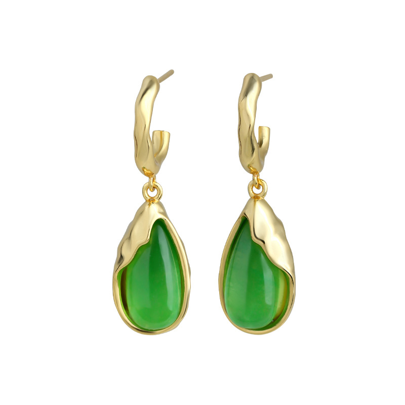 Earrings - Anting Tetesan Air Batu Giok Asli