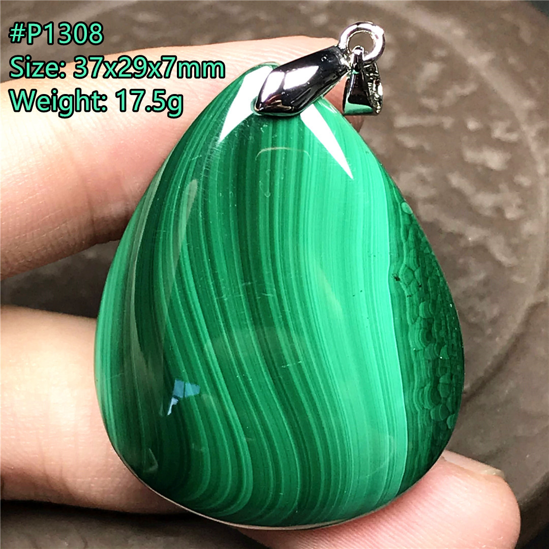 Crystal Pendant Necklace Natural Stone - Liontin Kalung Chrysocolla Perunggu Hijau Alami