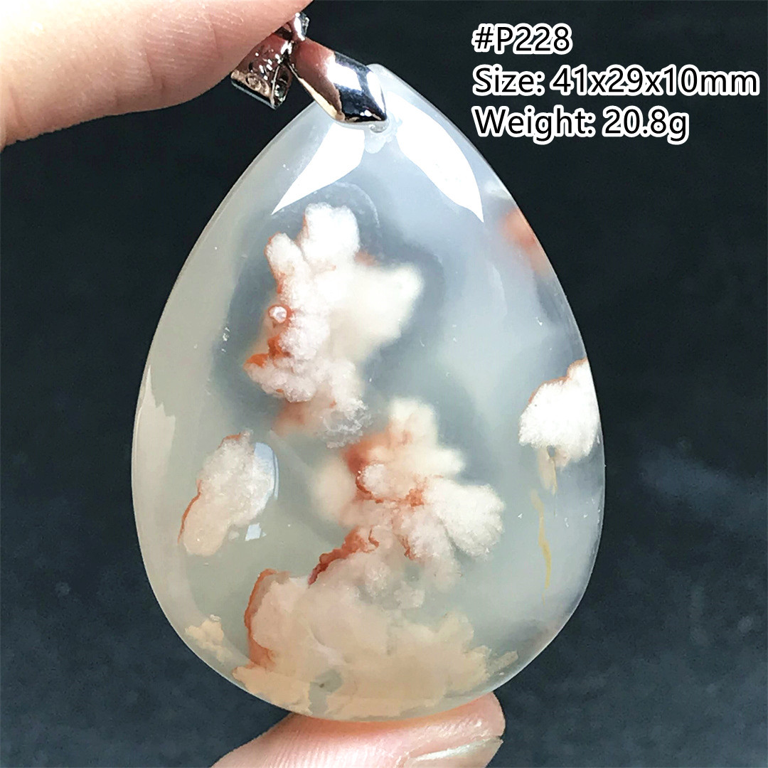 Crystal Pendant Necklace Natural Stone - Liontin Kalung Batu Akik Ceri Alami