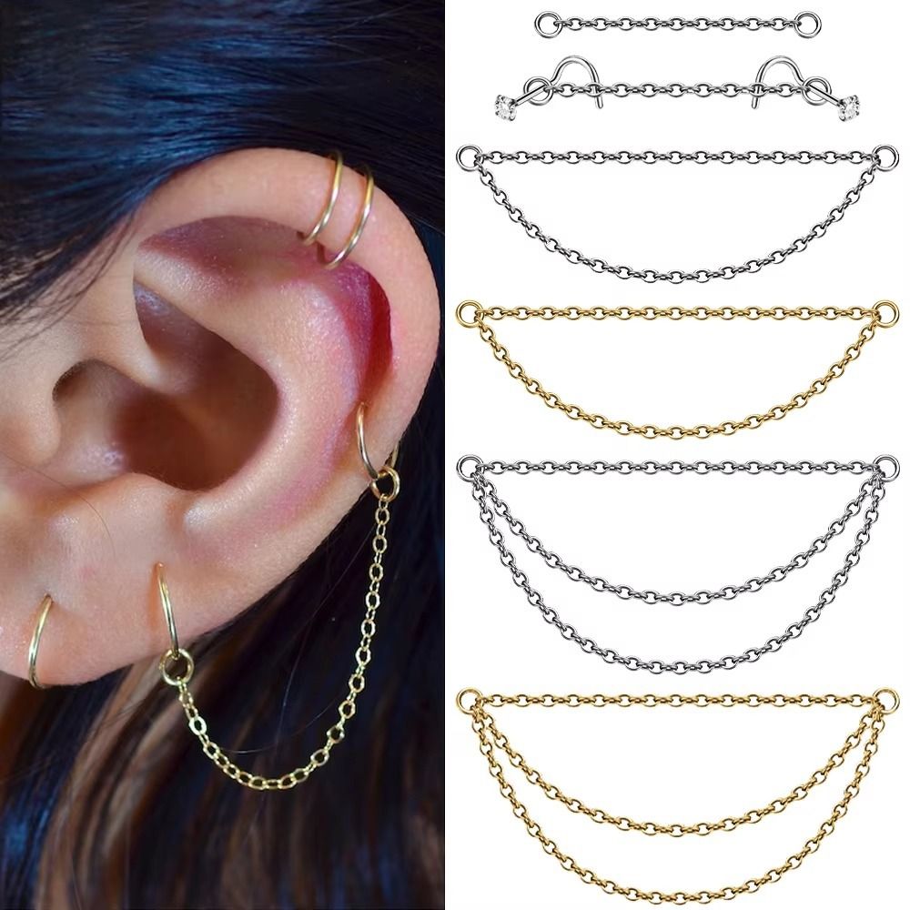 Body Jewelry - Rantai Hidung Titanium Fashion Rantai Ganda