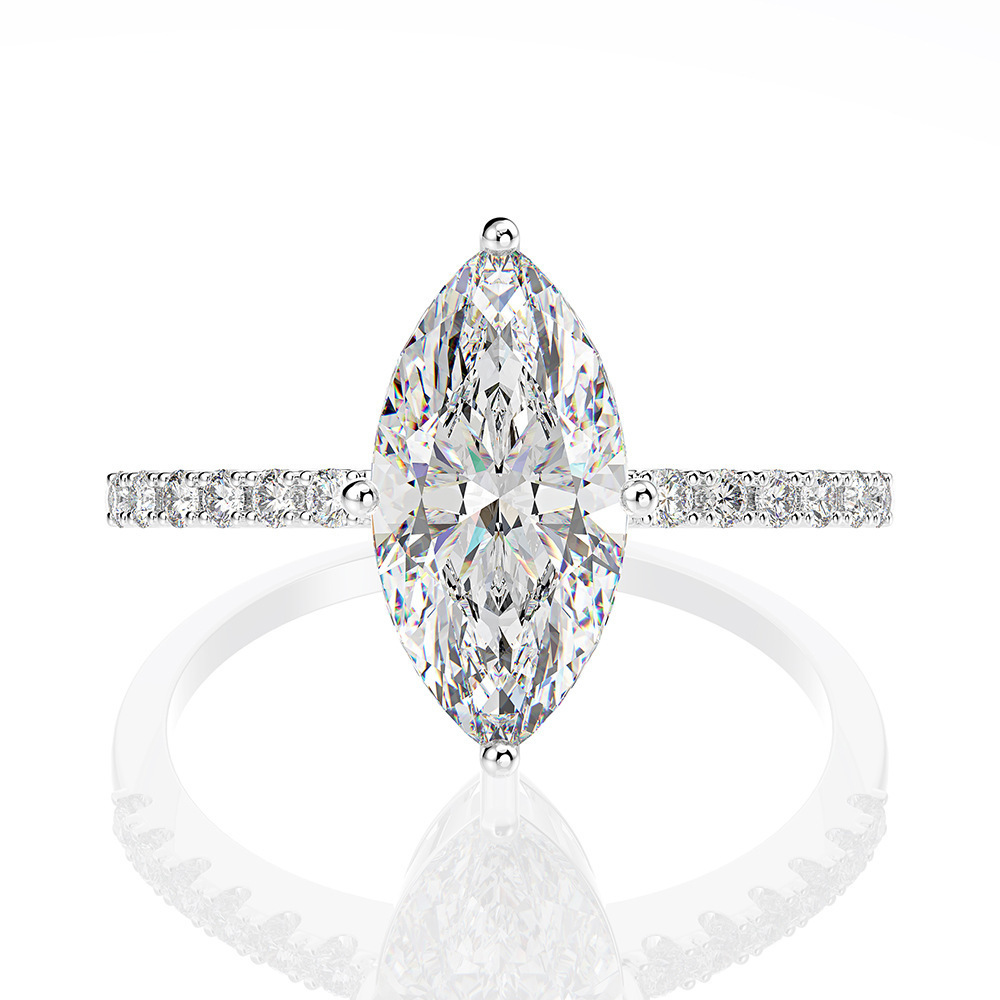 Moissanite Engagement Ring 1 Carat - Cincin Pernikahan mewah asli 1 karat