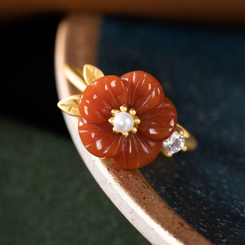 Cincin Bunga Giok Alami Merah  - Rings ulasan dan harga