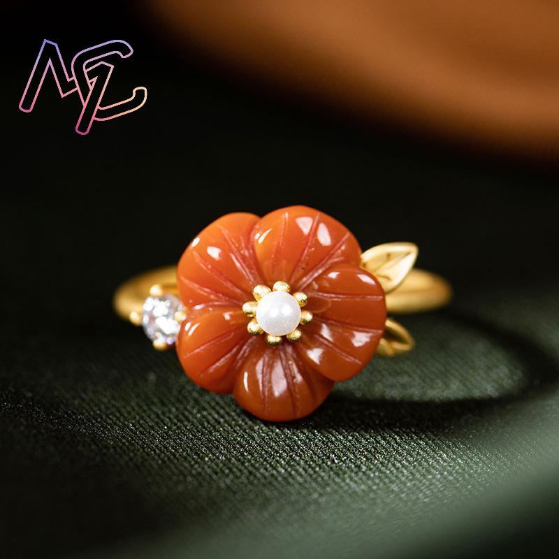 Cincin Bunga Giok Alami Merah  - Rings ulasan dan harga