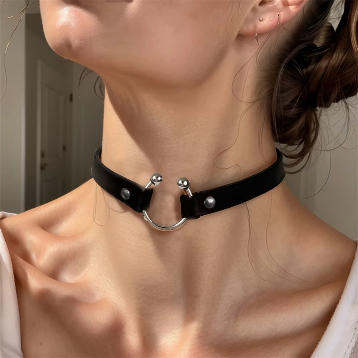 Kalung Choker Kulit PU Berduri - Goth Punk Spike Choker ulasan dan harga