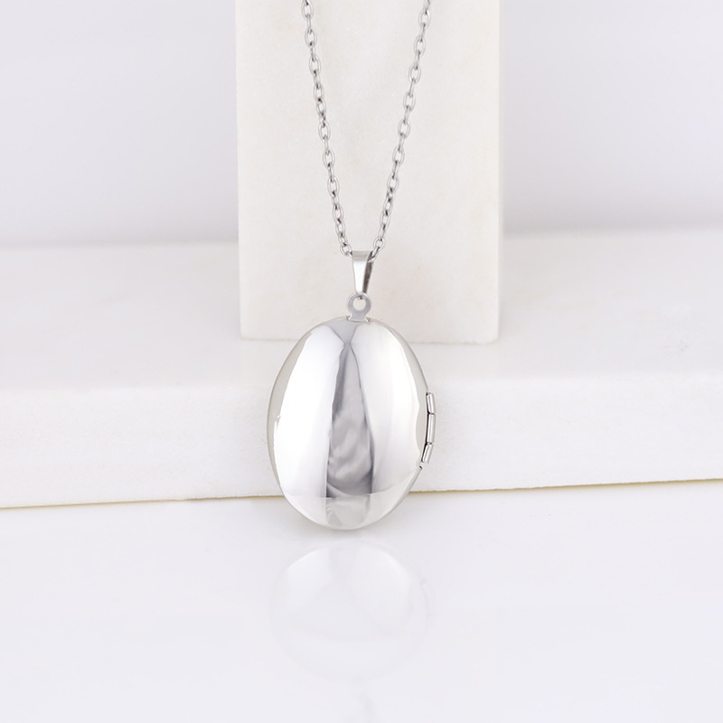 Kalung liontin oval persegi be - Heart Locket Necklace Photo ulasan dan harga