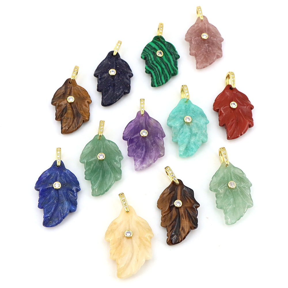 Daun Kristal Batu Alam dengan  - Crystal Pendant Necklace Natural Stone ulasan dan harga
