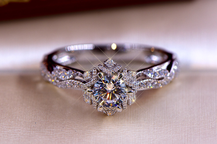 Cincin Perak Sterling S925 Hol - Moissanite Engagement Ring 1 Carat ulasan dan harga