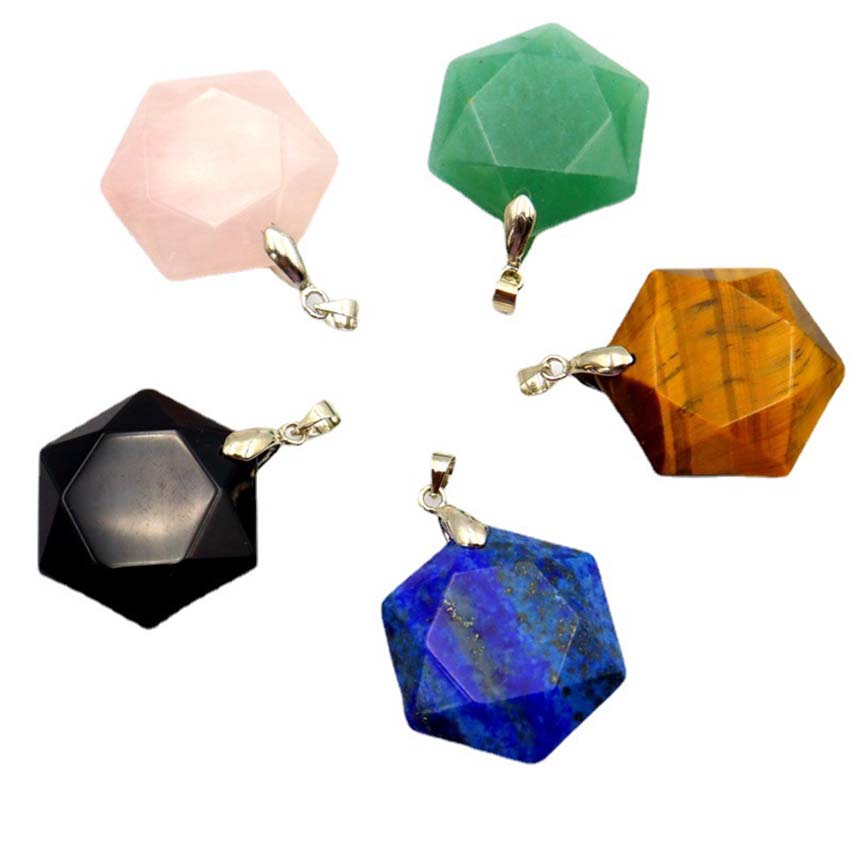 Liontin Batu Heksagram Kristal - Crystal Pendant Necklace Natural Stone ulasan dan harga