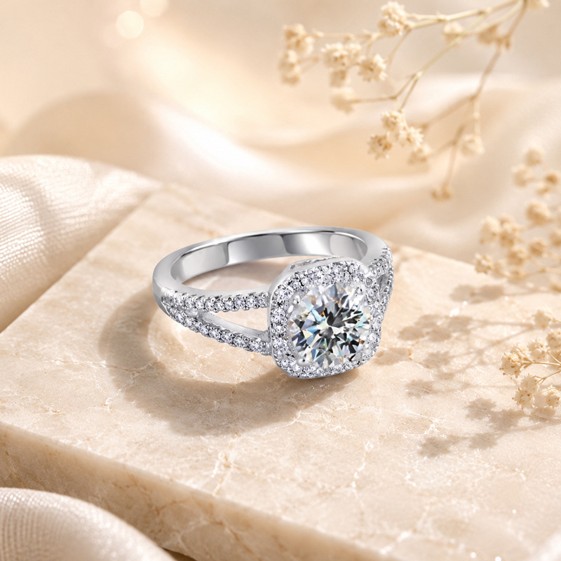 Cincin berlian moissanite 1 ka - Moissanite Engagement Ring 1 Carat ulasan dan harga