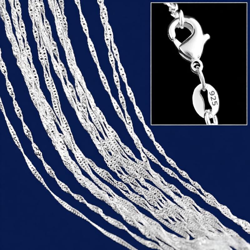 Kalung rantai gelombang air pe - 925 Sterling Silver Chain Necklace Men ulasan dan harga