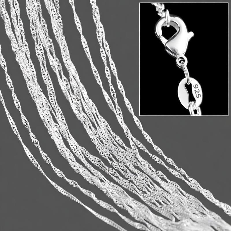 Kalung rantai gelombang air pe - 925 Sterling Silver Chain Necklace Men ulasan dan harga
