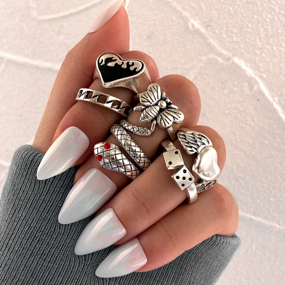 6 Buah Set Cincin Knuckle Ular - Vintage Punk Knuckle Rings Set ulasan dan harga