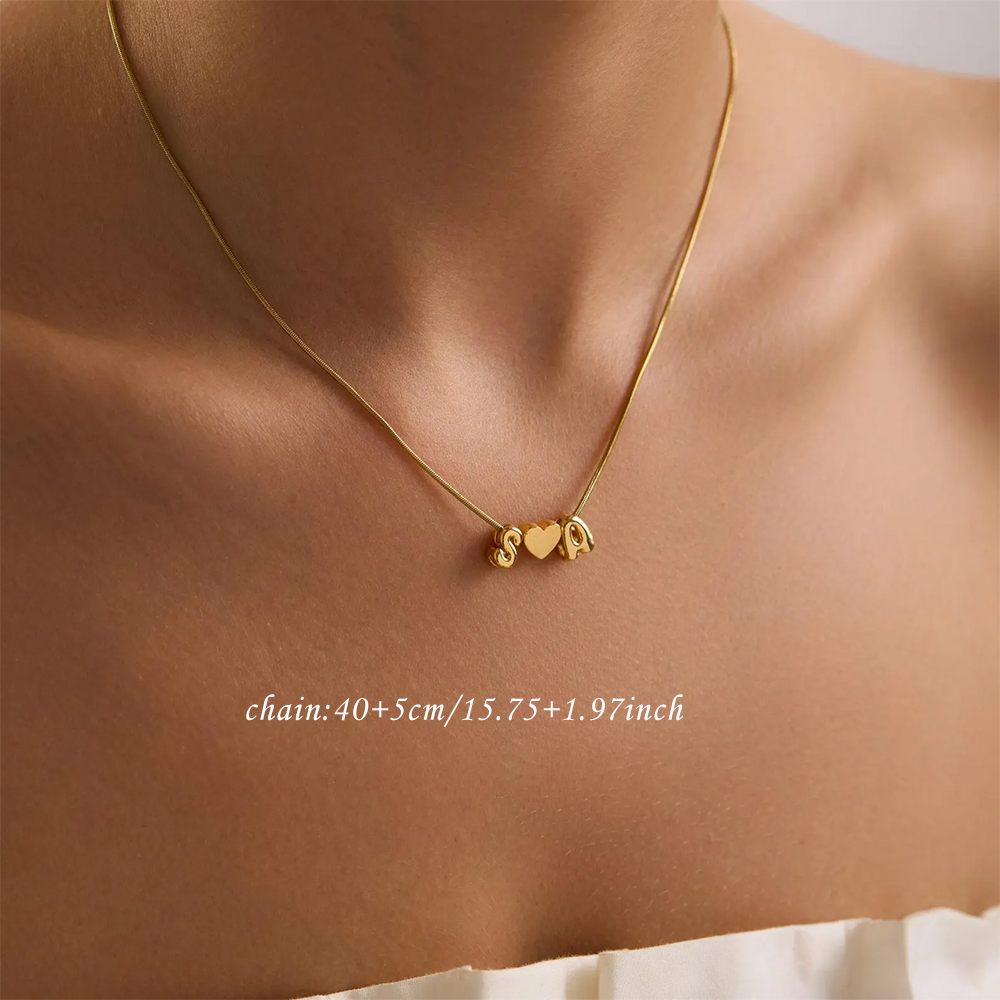 Kalung Hati Gelembung 3D denga - Custom Name Necklace Stainless Steel ulasan dan harga