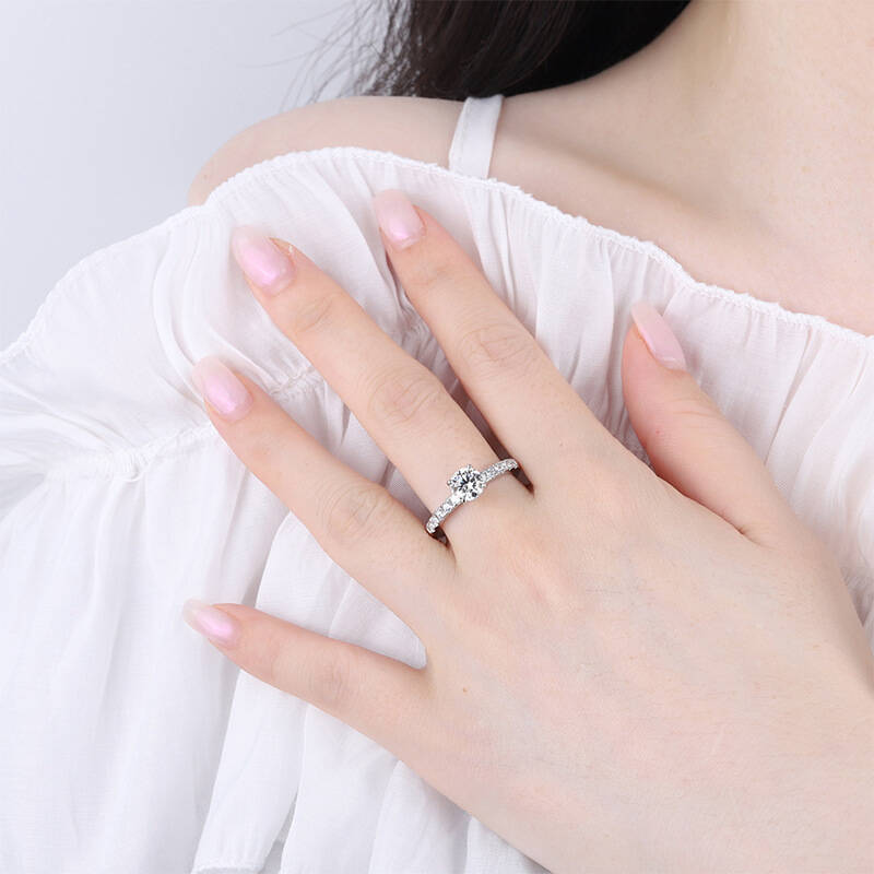 Cincin Moissanite Warna Biru K - Moissanite Engagement Ring 1 Carat ulasan dan harga