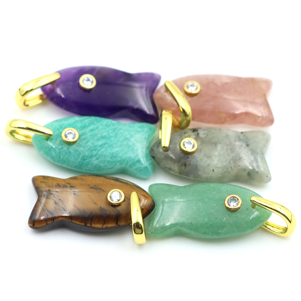 Liontin Batu Alam Bentuk Ikan  - Crystal Pendant Necklace Natural Stone ulasan dan harga