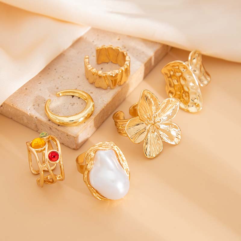6 Buah/Set Set Cincin Bunga Lo - Vintage Punk Knuckle Rings Set ulasan dan harga